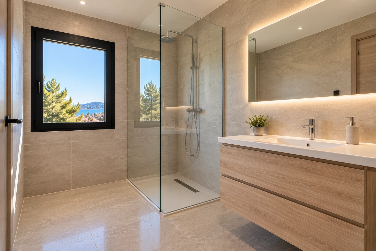 Salle de bain nettoyée après travaux (visuel d'illustration, pas une réalisation client documentée)